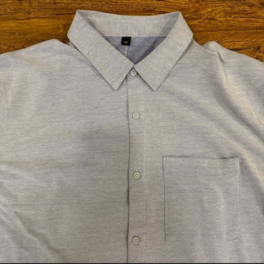 Lululemon Commission Blue Casual Dress Long Sleeve Button Down Shirt Men's 2XL